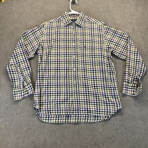 Viyella Vintage Wool Blend Flannel Shirt Men's Medium Plaid Long Sleeve Pocket
